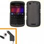 For BlackBerry Curve 9350 9360 9370 Car Charger + Cover Hard Case Carbon Fiber