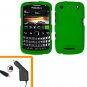 For BlackBerry Curve 9350 9360 9370 Car Charger + Cover Hard Case Green
