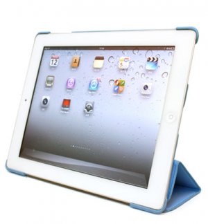 For Apple ipad 2 Cover Case w/ Smart Mode / Fold Stand #Baby-Blue Tri-Pad Shell