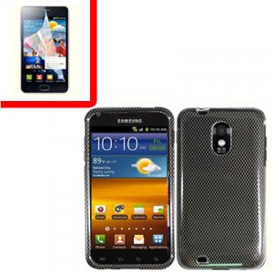 For Samsung Galaxy S II Epic 4G Touch D710 Cover Hard Case Carbon Fiber +Screen 2 in1