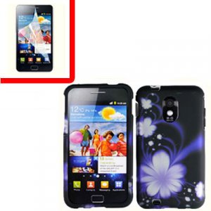For Samsung Galaxy S II Epic 4G Touch D710 Cover Hard Case B-Flower +Screen 2 in1