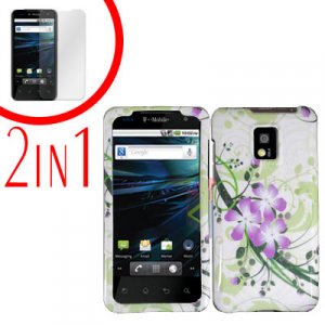 For LG T-Mobile G2x Cover Hard Case G-Flower +Screen 2-in-1
