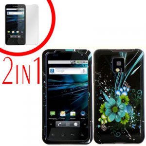 For LG T-Mobile G2x Cover Hard Case M-Flower +Screen 2-in-1
