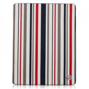 For Apple ipad 2 Cover TPU Case w/ Fold Stand Red Stripe