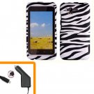 For HTC Rhyme Car Charger + Cover Hard Phone Case Zebra