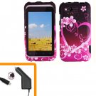 For HTC Rhyme Car Charger + Cover Hard Phone Case Love