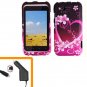 For HTC Rhyme Car Charger + Cover Hard Phone Case Love