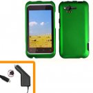 For HTC Rhyme Car Charger + Cover Hard Phone Case Green
