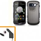 For Pantech Breakout Car Charger + Cover Hard Case Carbon Fiber 2-in-1