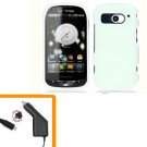 For Pantech Breakout Car Charger + Cover Hard Case White  2-in-1