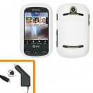 For Pantech Pursuit II Car Charger + Cover Hard Case White  2-in-1