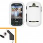 For Pantech Pursuit II Car Charger + Cover Hard Case White  2-in-1
