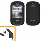 For Pantech Pursuit II Car Charger + Cover Hard Case Black  2-in-1