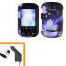 For Pantech Pursuit II Car Charger + Cover Hard Case B-Flower 2-in-1