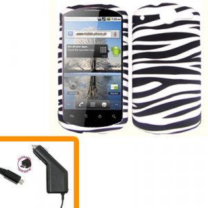 For Huawei Impulse U8800 / Ideos X5 Car Charger +Hard Case Zebra 2-in-1