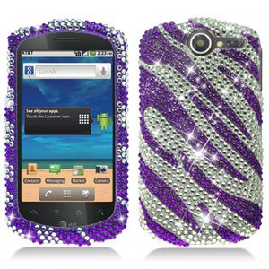 For Huawei Impulse U8800 / Ideos X5 Cover Hard Case Crystal Bling Purple Zebra