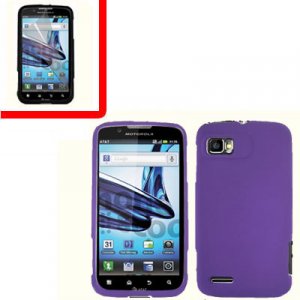 For Motorola Atrix 2 4G MB865 Cover Hard Case Purple + Screen Protector 2-in-1