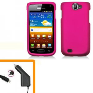 For Samsung Exhibit II 4G T679 Car Charger +Hard Cover CaseH-Pink