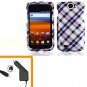 For Samsung Galaxy W i8150 Car Charger +Hard Cover Case Pur-Plaid