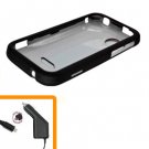 For HTC Rezound 4G Car Charger +Cover Hard Case Black 2-in-1