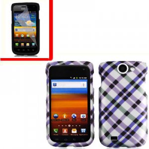 For Samsung Exhibit II 4G T679 Cover Hard Case Purple Plaid +Screen Protector