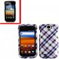 For Samsung Exhibit II 4G T679 Cover Hard Case Purple Plaid +Screen Protector