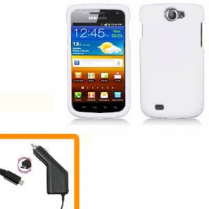 For Samsung Exhibit II 4G T679 Car Charger +Hard Cover Case White