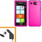 For Samsung Focus Flash Car Charger +Hard Cover Case H-Pink