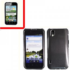 For LG Marquee LS855/ Optimus Black Cover Hard Case Carbon Fiber +Screen