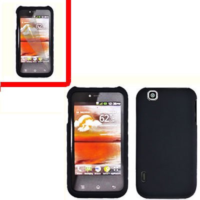 For LG MyTouch 4G / Optimus Sol Cover Hard Case Rubberized Black +Screen