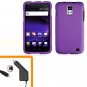 For AT&T Samsung Galaxy S II Skyrocket Car Charger +Hard Case Purple Cover
