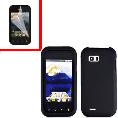 For LG MyTouch Q 4G Cover Hard Case Rubberized Black +Screen