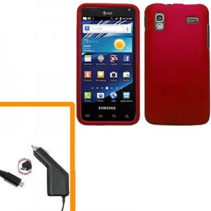 For Samsung captivate Glide Car Charger +Hard Case Cover Red