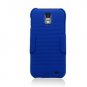 For AT&T Samsung Galaxy S II Skyrocket Cover Blue Case + Blue Holster Belt Clp +Stand 3 in 1