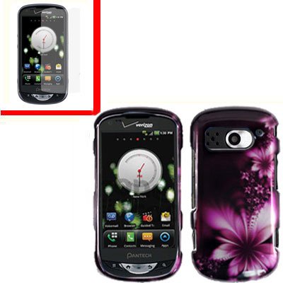 For Pantech Breakout 4G Cover Hard Case L-Flower +Screen 2-in-1