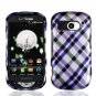 For Pantech Breakout 4G Cover Hard Case Purple Plaid +Screen 2-in-1