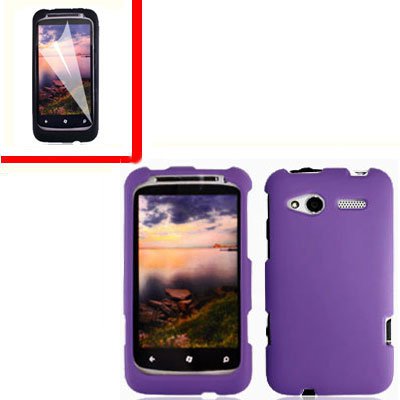 For HTC Radar 4G Cover Hard Case Purple +Screen Protector 2-in-1