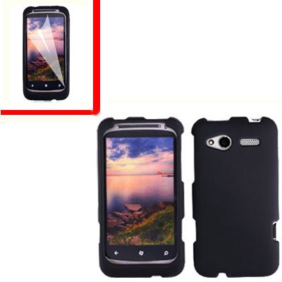 For HTC Radar 4G Cover Hard Case Black +Screen Protector 2-in-1