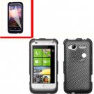 For HTC Radar 4G Cover Hard Case Carbon Fiber +Screen Protector 2-in-1