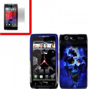 For Motorola Droid Razr Cover Hard Case B-Flower +Screen 2-in-1