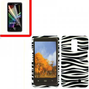 For Verizon LG Spectrum Cover Hard Case Zebra +Screen 2in1