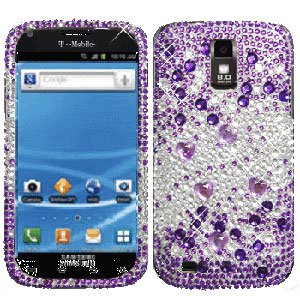 For T-Mobile Samsung Galaxy S II SGH-T989 Cover Hard Phone Case Crystal Bling Purple heart