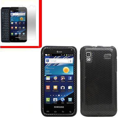 For Samsung Captivate Glide Cover Hard Case Carbon Fiber +Screen 2 in1