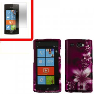 For Samsung Omnia W Cover Hard Case L-Flower +Screen 2 in1