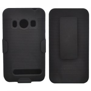 For HTC Raider / Vivid Cover Black Case + Black Holster Belt Clp +Stand 3in1