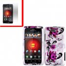 For Motorola Droid 4 XT894 Cover Hard Case W-Flower +Screen 2-in-1