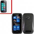 For Nokia Lumia 710 Cover Hard Carbon Fiber Case +Screen Protector