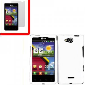 For Verizon LG Lucid 4G LTE Cover Hard Case White +Screen 2in1