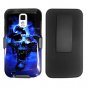 For Samsung Galaxy S II SGH-T989 Cover Blue Skull Case +Texture Holster Belt Clp +Stand