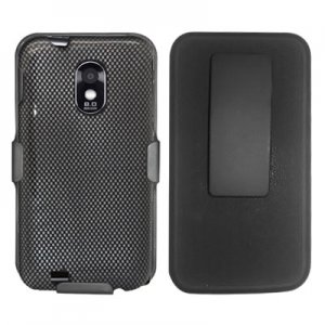 For Samsung Galaxy S II Epic 4G Touch Cover Carbon Fiber Case +Texture Holster Belt Clp +Stand